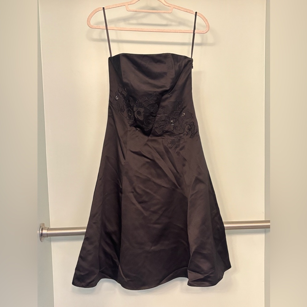 White House Black Market Satin Black Dress